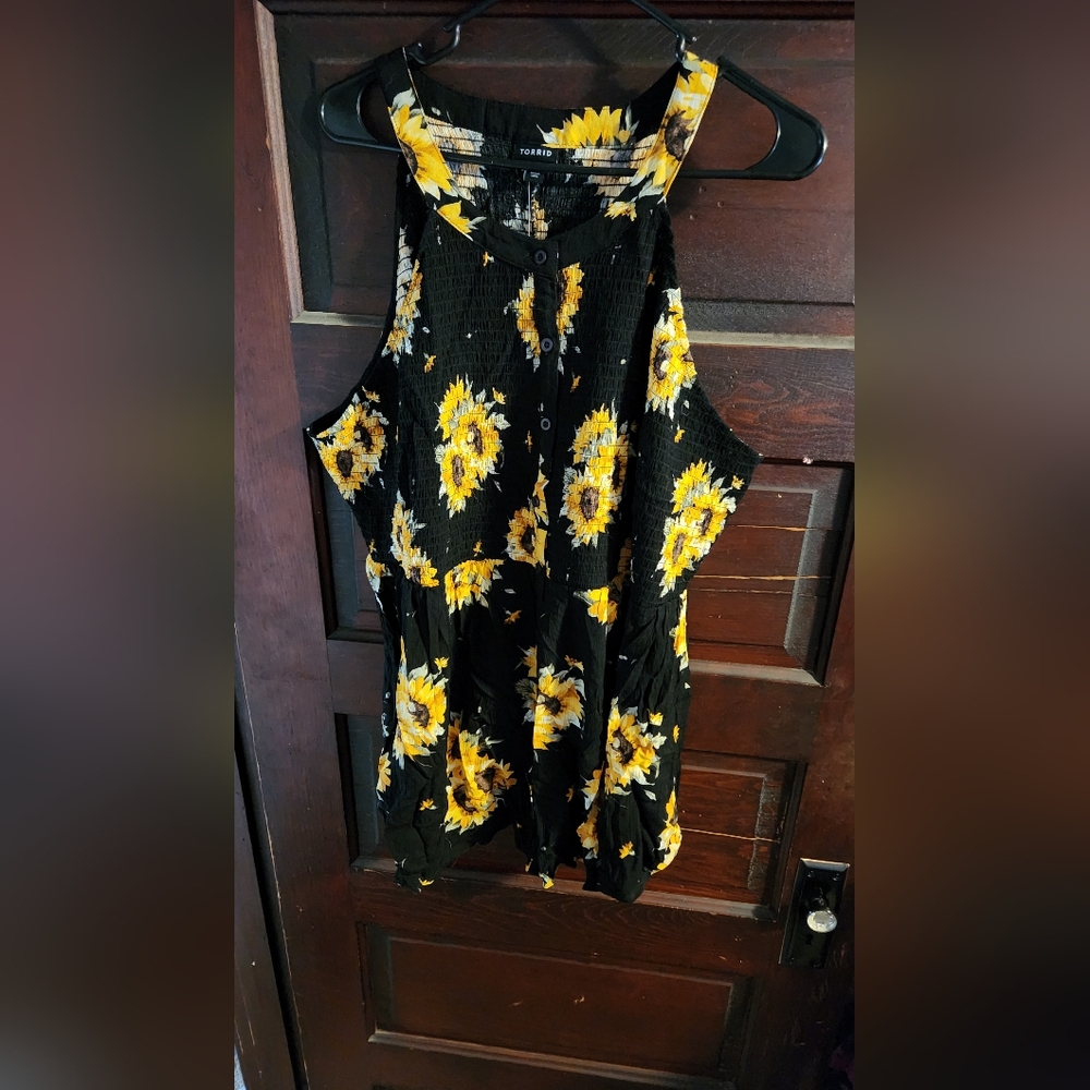 Black and Yellow Sunflower Tank Top